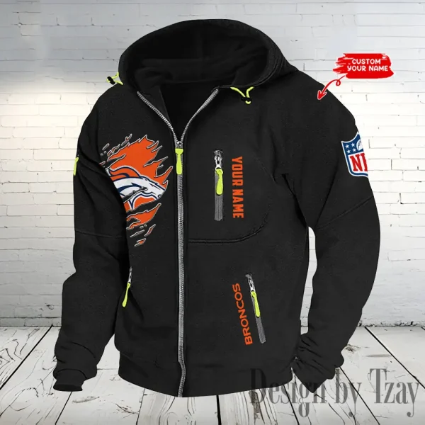 Denver Broncos Hooded Cardigan Zip Hoodie ANZ2DZH230 - Image 5