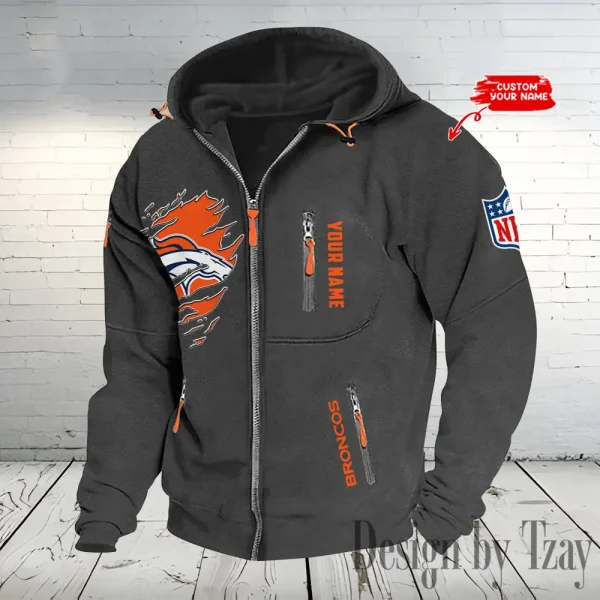 Denver Broncos Hooded Cardigan Zip Hoodie ANZ2DZH230 - Image 6