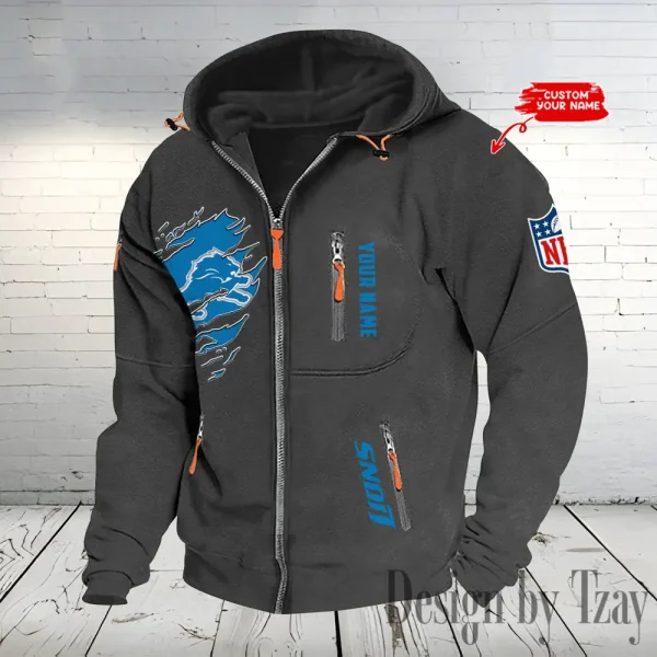 Detroit Lions Hooded Cardigan Zip Hoodie ANZ2DZH231