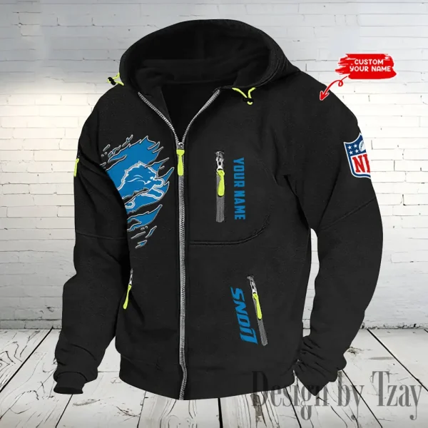 Detroit Lions Hooded Cardigan Zip Hoodie ANZ2DZH231 - Image 3