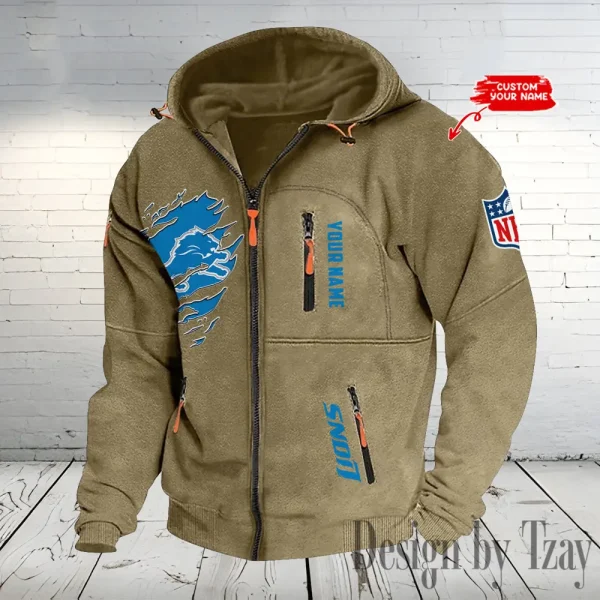 Detroit Lions Hooded Cardigan Zip Hoodie ANZ2DZH231 - Image 4