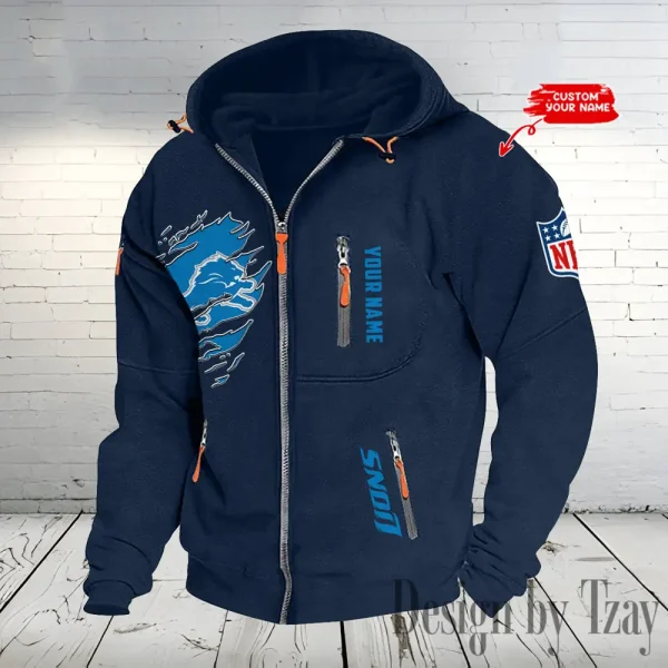 Detroit Lions Hooded Cardigan Zip Hoodie ANZ2DZH231 - Image 5