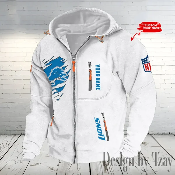 Detroit Lions Hooded Cardigan Zip Hoodie ANZ2DZH231 - Image 6