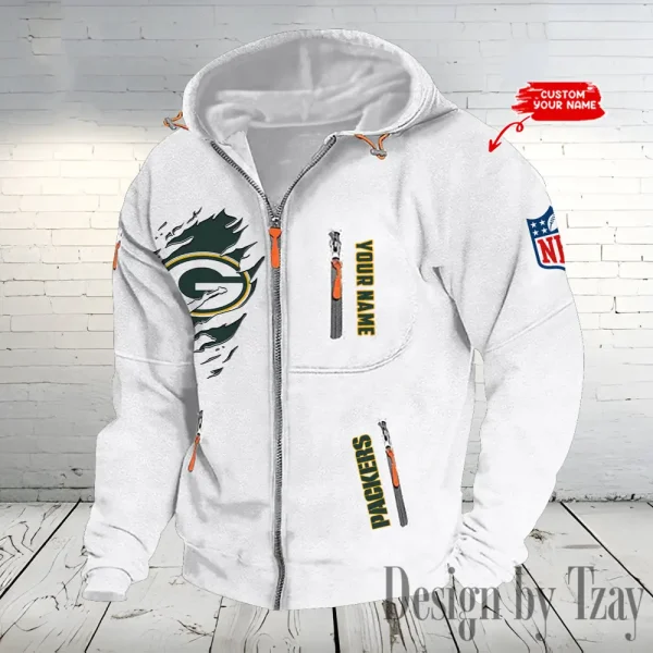 Green Bay Packers Hooded Cardigan Zip Hoodie ANZ2DZH232 - Image 3