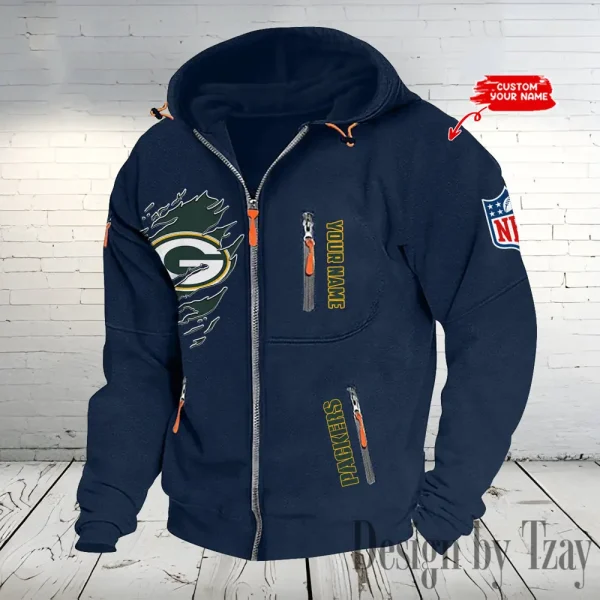 Green Bay Packers Hooded Cardigan Zip Hoodie ANZ2DZH232 - Image 4