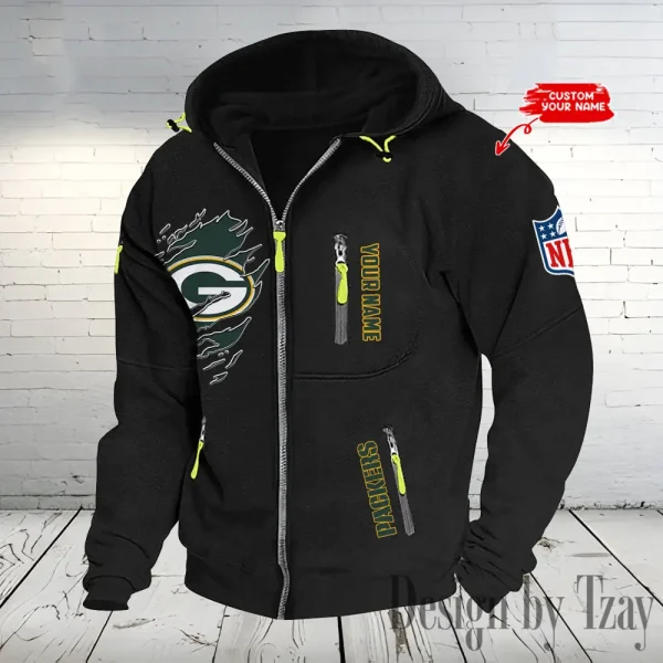 Green Bay Packers Hooded Cardigan Zip Hoodie ANZ2DZH232 - Image 5