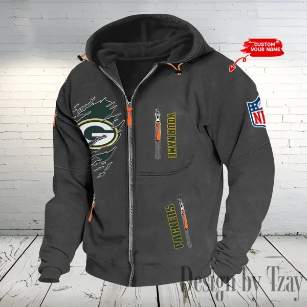 Green Bay Packers Hooded Cardigan Zip Hoodie ANZ2DZH232 - Image 6