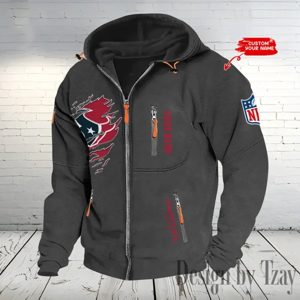 Houston Texans Hooded Cardigan Zip Hoodie ANZ2DZH233 - Image 2