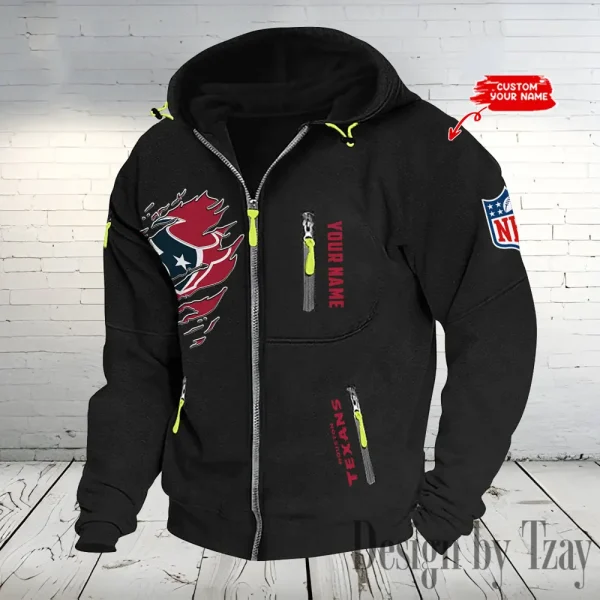 Houston Texans Hooded Cardigan Zip Hoodie ANZ2DZH233 - Image 3