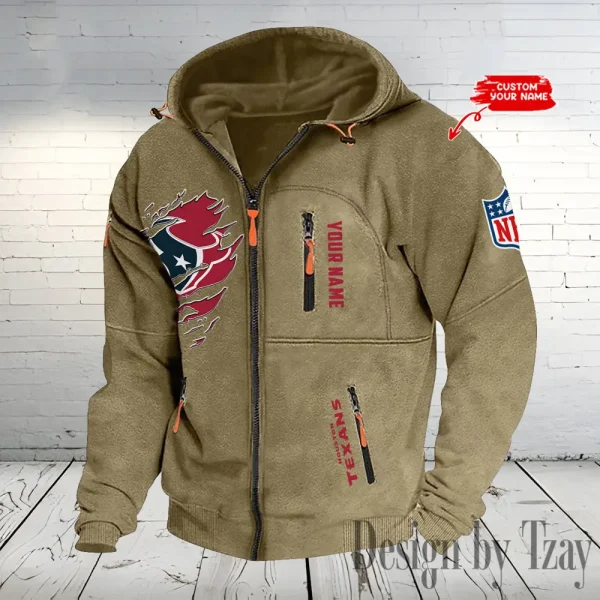 Houston Texans Hooded Cardigan Zip Hoodie ANZ2DZH233 - Image 4