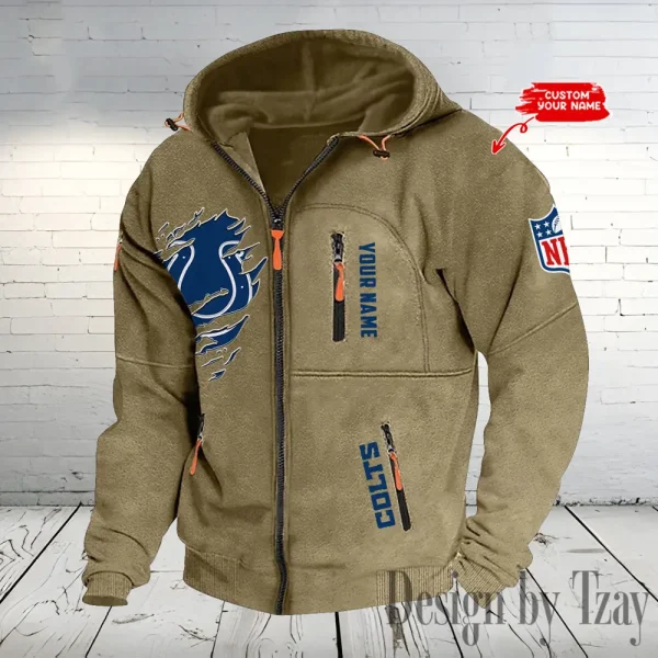 Indianapolis Colts Hooded Cardigan Zip Hoodie ANZ2DZH234 - Image 3