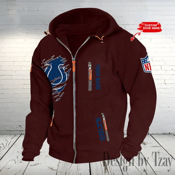 Indianapolis Colts Hooded Cardigan Zip Hoodie ANZ2DZH234 - Image 6