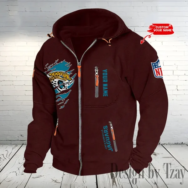 Jacksonville Jaguars Hooded Cardigan Zip Hoodie ANZ2DZH235 - Image 2