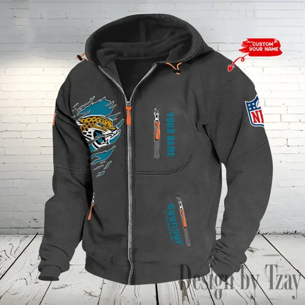 Jacksonville Jaguars Hooded Cardigan Zip Hoodie ANZ2DZH235 - Image 3