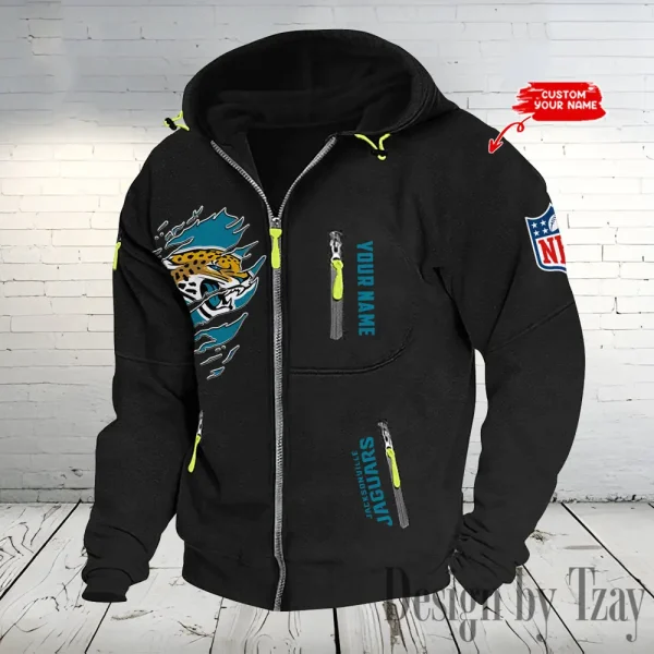 Jacksonville Jaguars Hooded Cardigan Zip Hoodie ANZ2DZH235 - Image 4