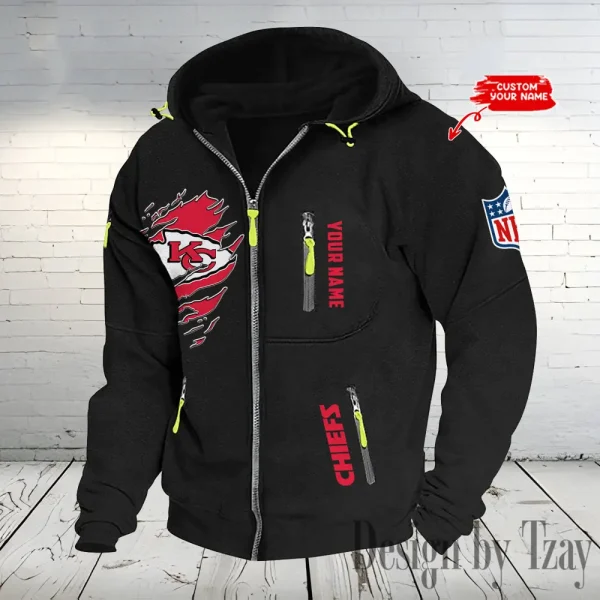 Kansas City Chiefs Hooded Cardigan Zip Hoodie ANZ2DZH236 - Image 4