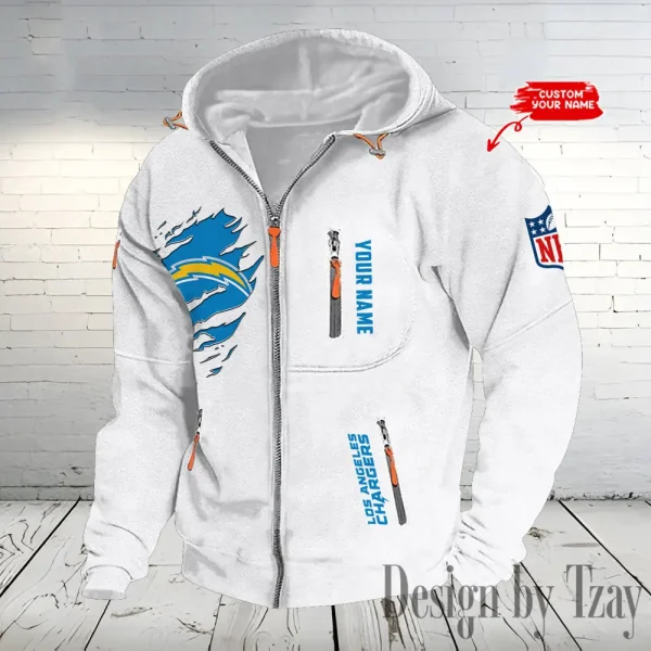 Los Angeles Chargers Hooded Cardigan Zip Hoodie ANZ2DZH238 - Image 3