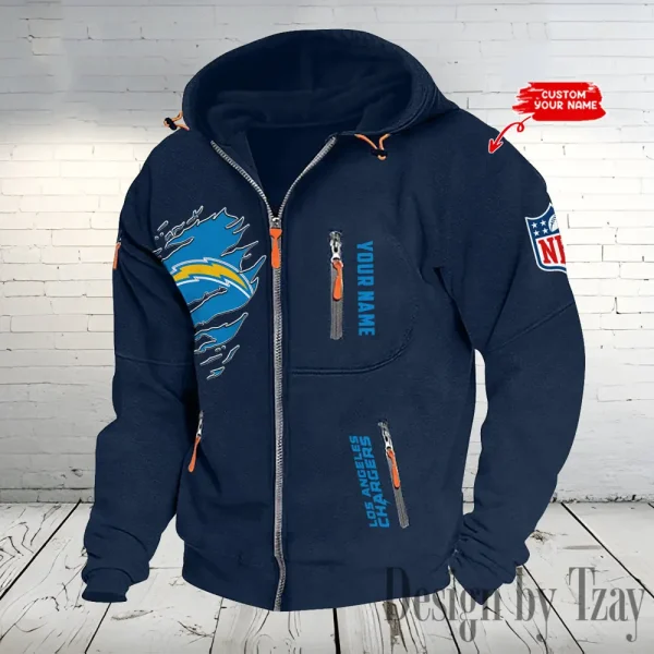 Los Angeles Chargers Hooded Cardigan Zip Hoodie ANZ2DZH238 - Image 4