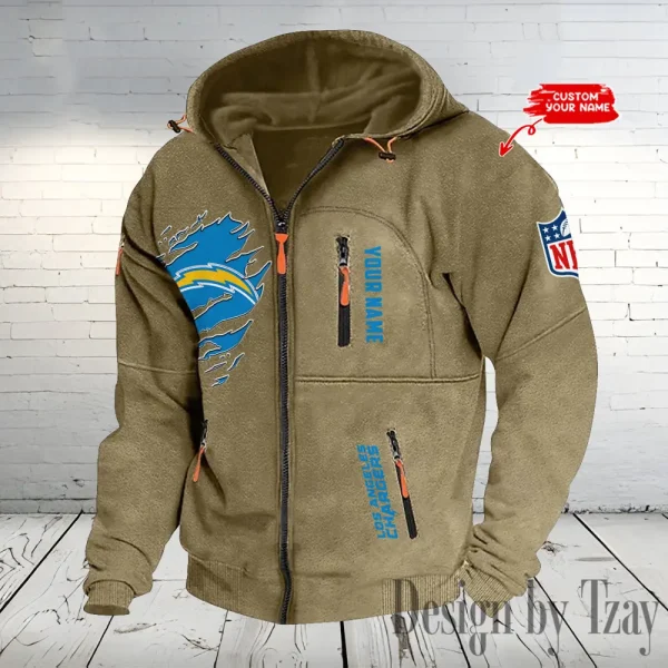 Los Angeles Chargers Hooded Cardigan Zip Hoodie ANZ2DZH238 - Image 5