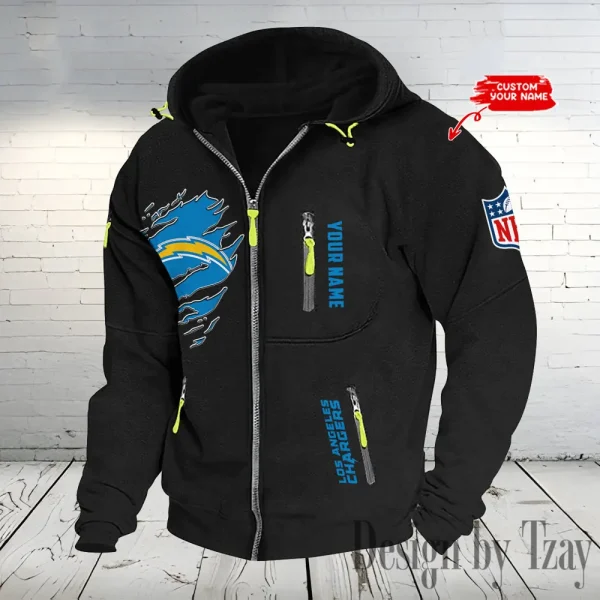 Los Angeles Chargers Hooded Cardigan Zip Hoodie ANZ2DZH238 - Image 6