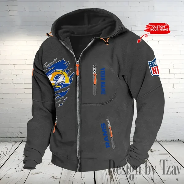 Los Angeles Rams Hooded Cardigan Zip Hoodie ANZ2DZH239 - Image 3