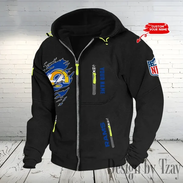 Los Angeles Rams Hooded Cardigan Zip Hoodie ANZ2DZH239 - Image 4