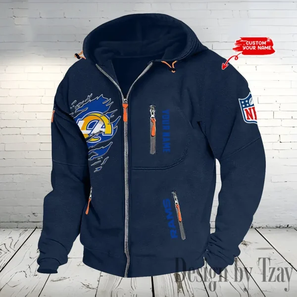 Los Angeles Rams Hooded Cardigan Zip Hoodie ANZ2DZH239 - Image 5