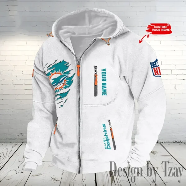 Miami Dolphins Hooded Cardigan Zip Hoodie ANZ2DZH240