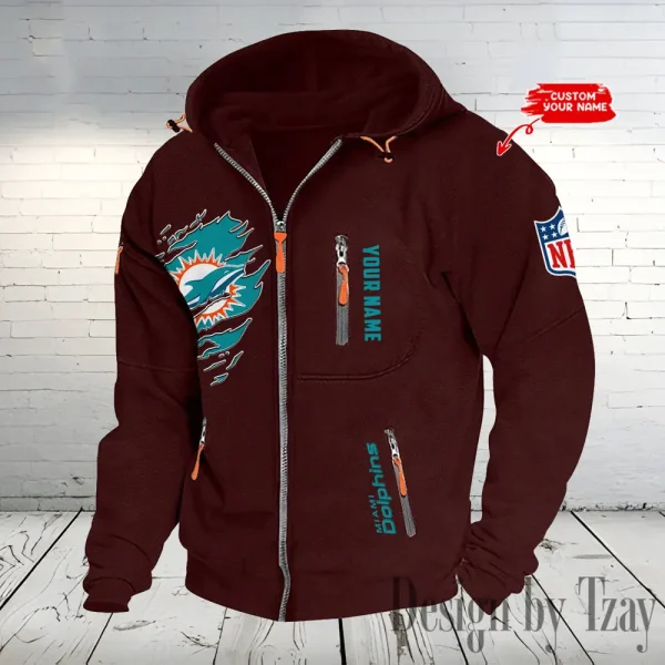 Miami Dolphins Hooded Cardigan Zip Hoodie ANZ2DZH240 - Image 2