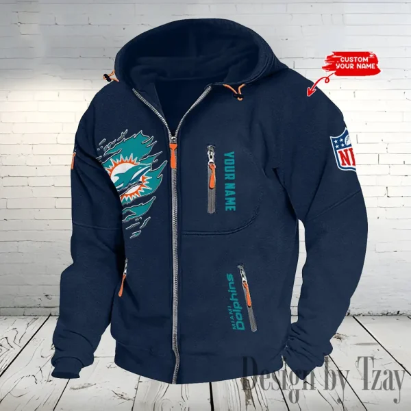 Miami Dolphins Hooded Cardigan Zip Hoodie ANZ2DZH240 - Image 3