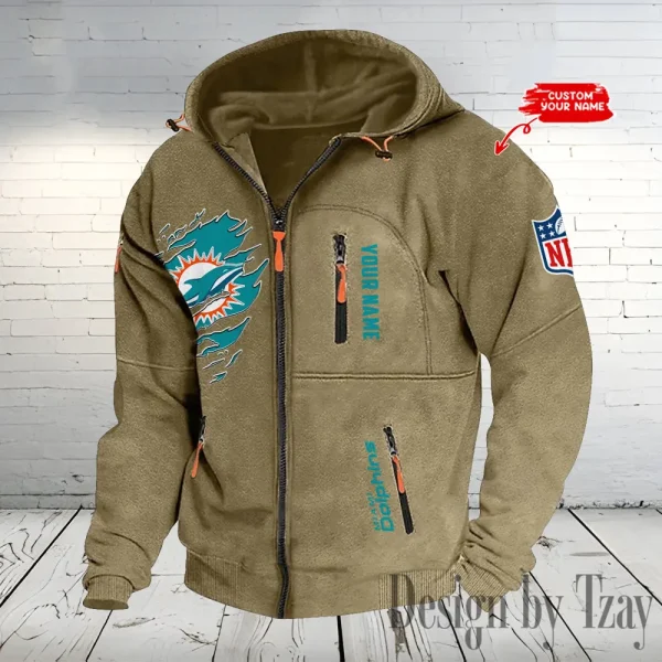 Miami Dolphins Hooded Cardigan Zip Hoodie ANZ2DZH240 - Image 4