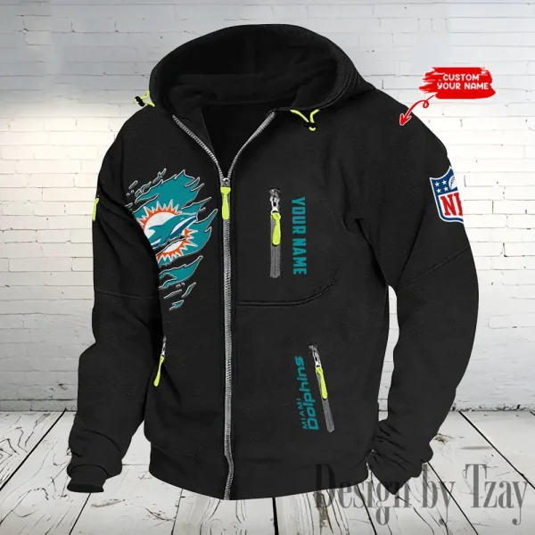 Miami Dolphins Hooded Cardigan Zip Hoodie ANZ2DZH240 - Image 5