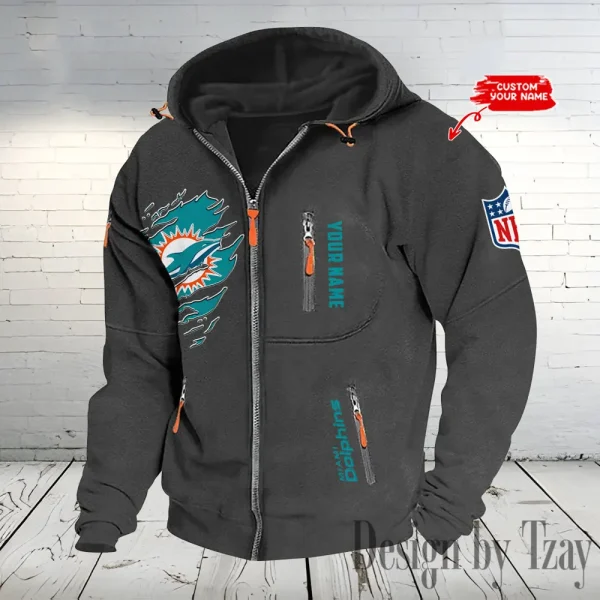 Miami Dolphins Hooded Cardigan Zip Hoodie ANZ2DZH240 - Image 6