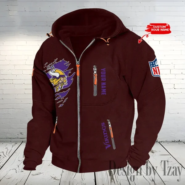 Minnesota Vikings Hooded Cardigan Zip Hoodie ANZ2DZH241 - Image 2