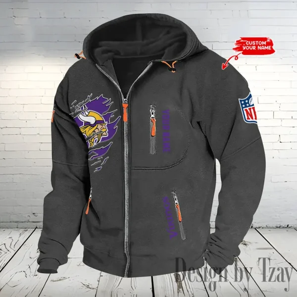 Minnesota Vikings Hooded Cardigan Zip Hoodie ANZ2DZH241 - Image 4