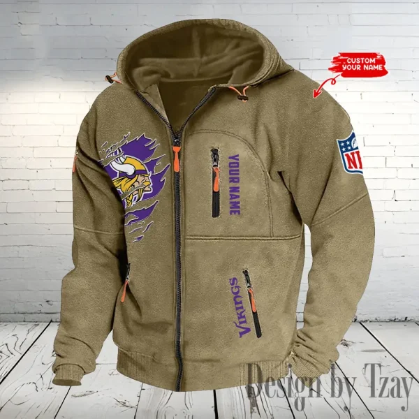 Minnesota Vikings Hooded Cardigan Zip Hoodie ANZ2DZH241 - Image 5