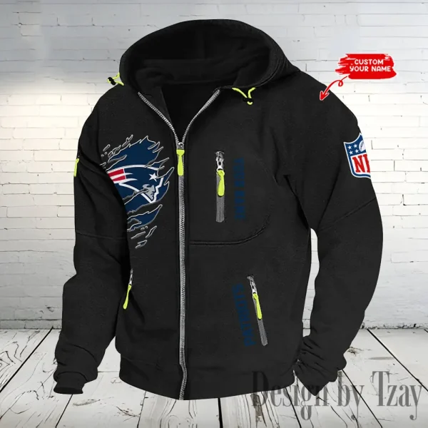 New England Patriots Hooded Cardigan Zip Hoodie ANZ2DZH242 - Image 3