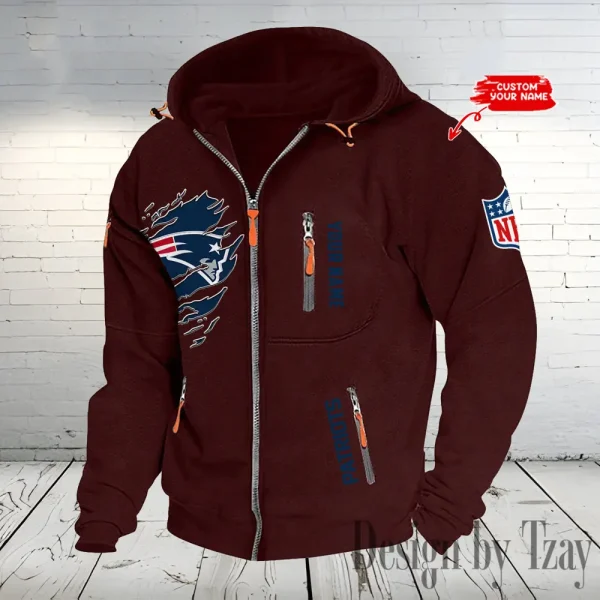 New England Patriots Hooded Cardigan Zip Hoodie ANZ2DZH242 - Image 6