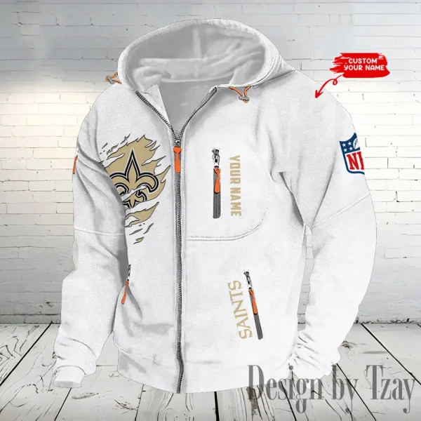 New Orleans Saints Hooded Cardigan Zip Hoodie ANZ2DZH243 - Image 3