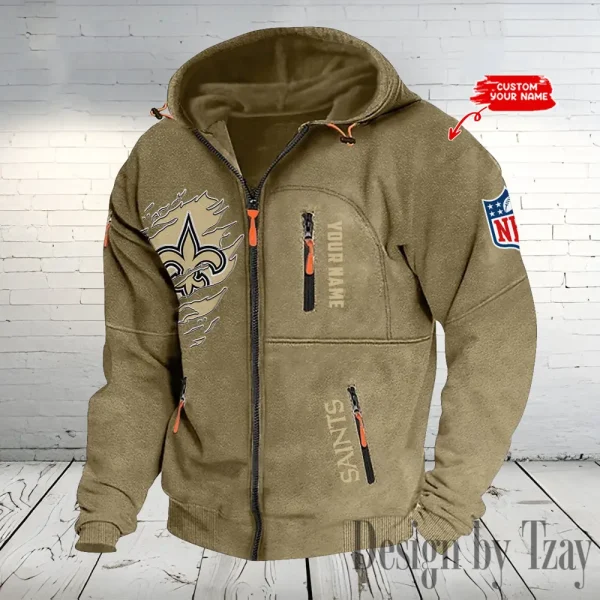 New Orleans Saints Hooded Cardigan Zip Hoodie ANZ2DZH243 - Image 5