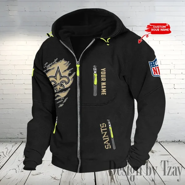 New Orleans Saints Hooded Cardigan Zip Hoodie ANZ2DZH243 - Image 6