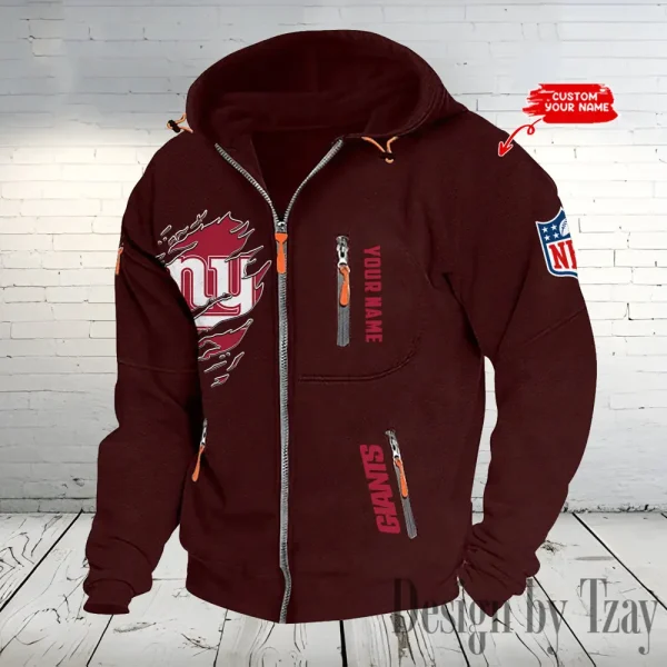 New York Giants Hooded Cardigan Zip Hoodie ANZ2DZH244 - Image 3