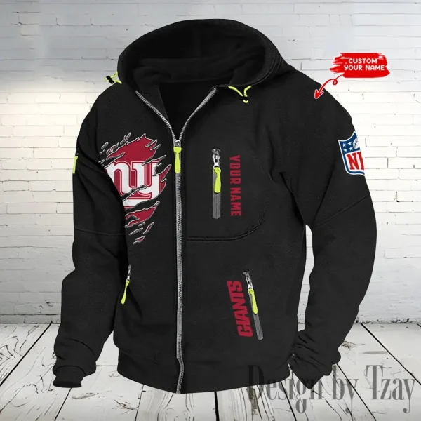 New York Giants Hooded Cardigan Zip Hoodie ANZ2DZH244 - Image 5