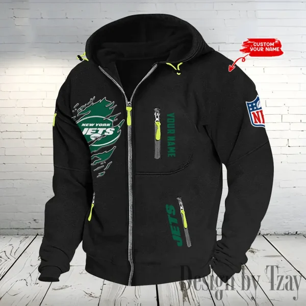 New York Jets Hooded Cardigan Zip Hoodie ANZ2DZH245 - Image 4