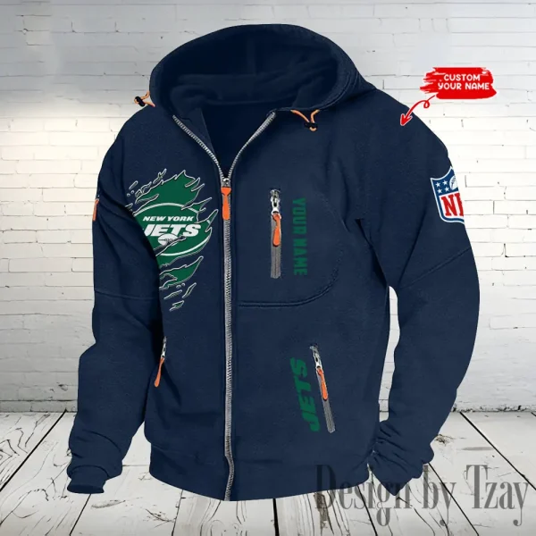 New York Jets Hooded Cardigan Zip Hoodie ANZ2DZH245 - Image 6