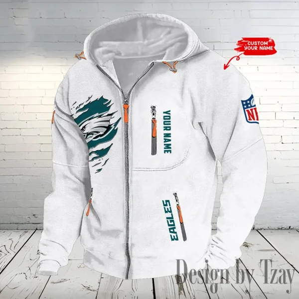 Philadelphia Eagles Hooded Cardigan Zip Hoodie ANZ2DZH246 - Image 2