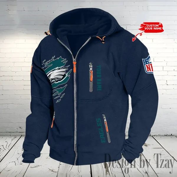 Philadelphia Eagles Hooded Cardigan Zip Hoodie ANZ2DZH246 - Image 5