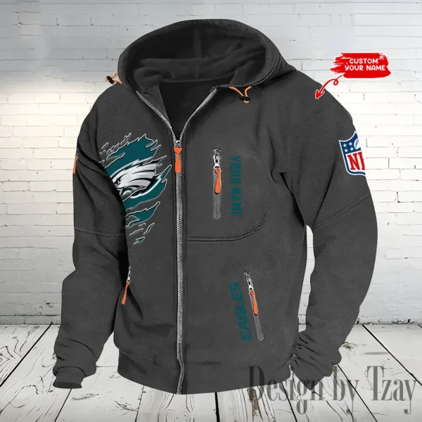 Philadelphia Eagles Hooded Cardigan Zip Hoodie ANZ2DZH246 - Image 6