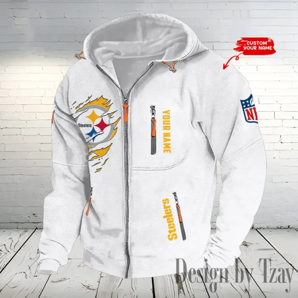 Pittsburgh Steelers Hooded Cardigan Zip Hoodie ANZ2DZH247 - Image 2