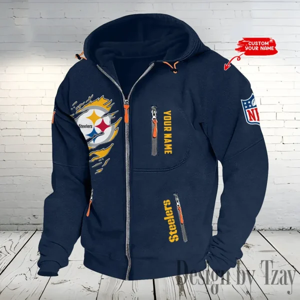 Pittsburgh Steelers Hooded Cardigan Zip Hoodie ANZ2DZH247 - Image 3